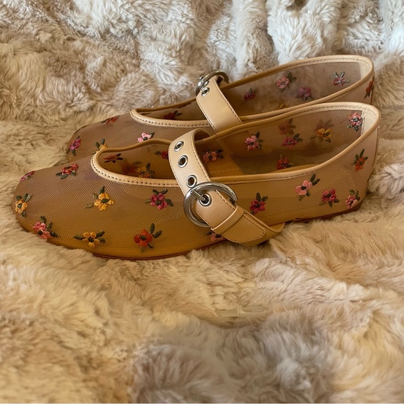 NEW Anthropologie Reformation Floral Embroidered Bethany Mesh Ballet Flats 7 US - Picture 3 of 12